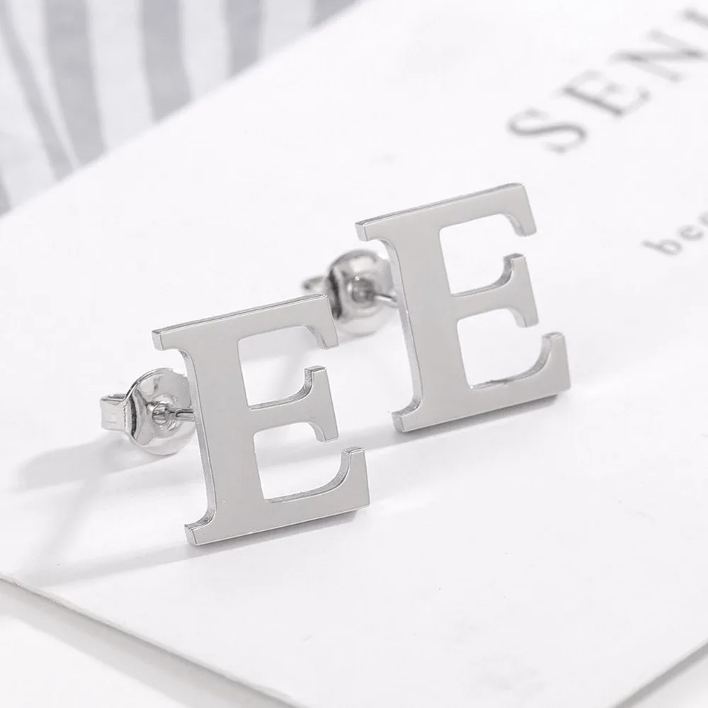 Custom Initial Earrings Personalized Alphabet Small Ear Studs Jewelry Customiz Stainless Steel Minimalist Name Boucle D’oreille