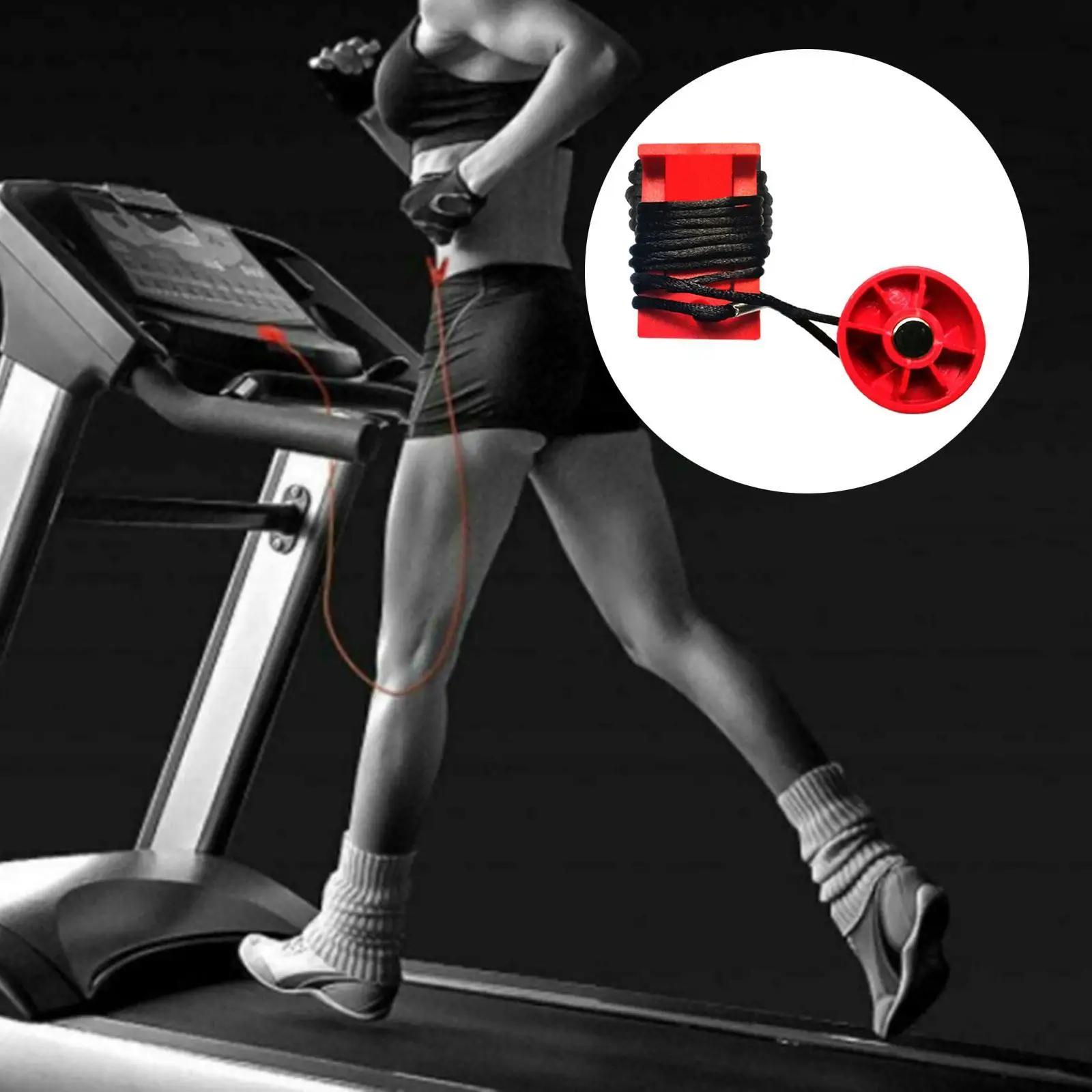

Universal Treadmill Security Key Accessory Replacement Portable Professional with Braided Rope Emergency Stop Device Round