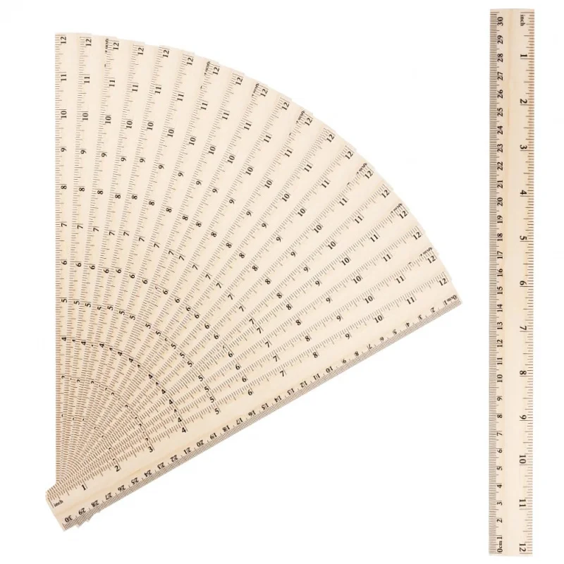 20 peças régua de madeira de 12 polegadas - réguas de medição de 2 escalas com centímetros e polegadas crianças adultos estudantes suprimentos - 30