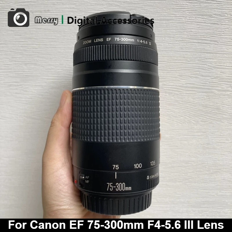 Lente de zoom teleobjetivo Canon EF 75-300mm f/4-5.6 III, 95% nueva y original, con enfoque automático para cámaras DSLR con montura Canon EF.