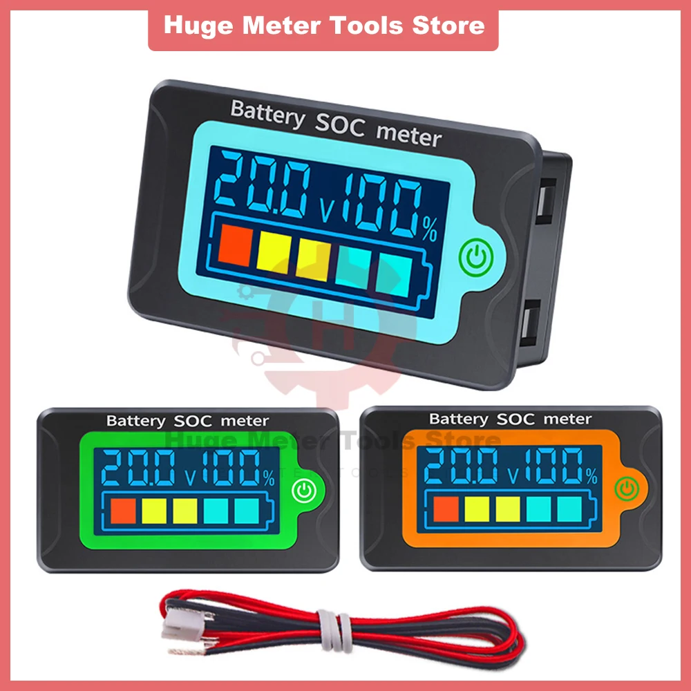 PZEM-009 Battery Capacity Indicator Voltmeter LCD SOC Meter DC 8-100V Volt Meter Lithium Iron Phosphate Waterproof 12/24/48/72V