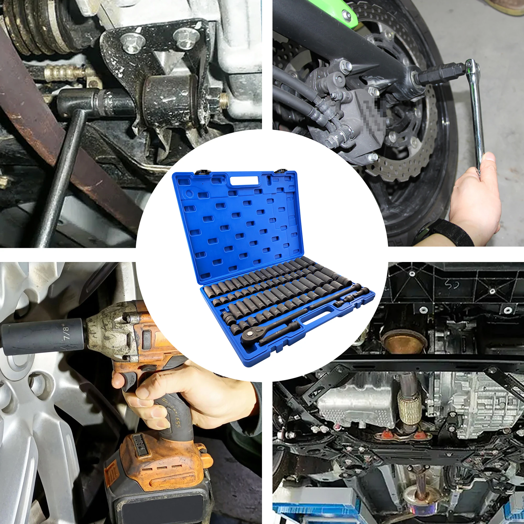 Set di chiavi a bussola da 70 pezzi 1/2 Zoll Antrieb SAE 5/16-1-1/4 pollici Prese standard/profonde con barre di prolunga Set di bussole a impatto