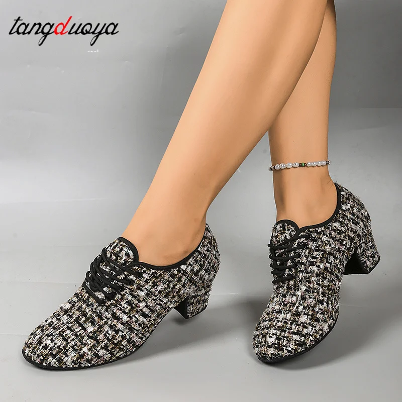 Adult Sneakers Dance Shoes Modern Jazz Shoes Party Ballroom Latin Shoes Women Square Heels Modern Dance Shoes Women