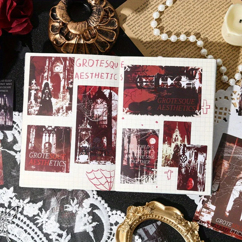 2 Pack 50 Sheets Gothic Sticker Set, Dark Aesthetic Decals for Journaling, Scrapbooking & DIY Crafts