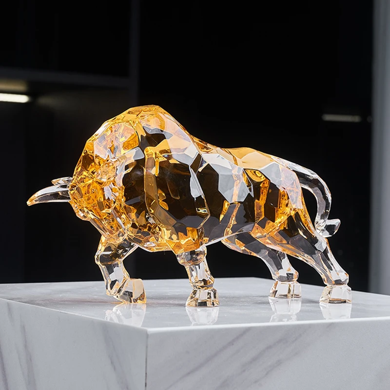 Imagem -02 - Decoração do Quarto Animal ox Escultura Enfeites de Cristal Acrílico Artesanato Estátua Sala Escritório Desktop Decoração Nórdico Arte Presente