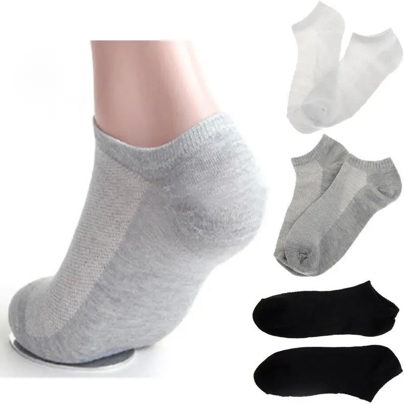 5 paare/los Männer Söckchen atmungsaktive Polyester Baumwolle Sport Mesh Casual Socken Sommer dünne Schweiß geschnitten kurze Socken Größe 38-46