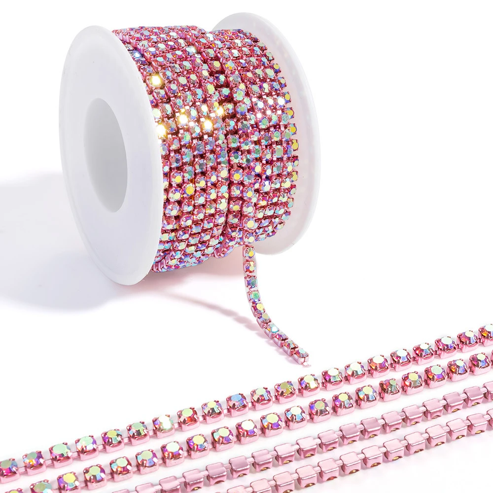 10yard/Roll 2/3MM Steentjes Trim Klauw Kristal AB Glitter Ketting Strass Glas Genaaid Strass Versieringen kleding Decoraties