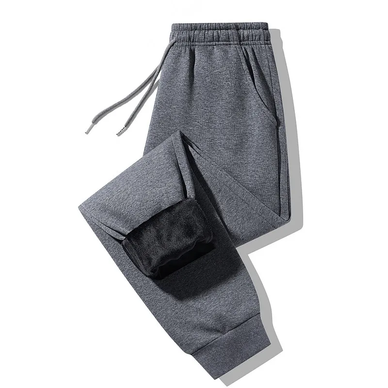 

Thiened Fce Lined Loose Fit Men's Cotton Sport Pants Winter Warm Casual Trousers Youth Basic Color Leisure Pants