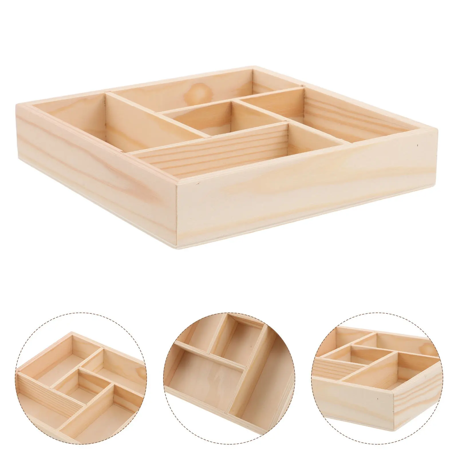 Wood Jewelry Tray Sectioned Organizer Natural Wooden Display Box for Rings Earrings Bracelets Jewelry Storage Vanity Organizer