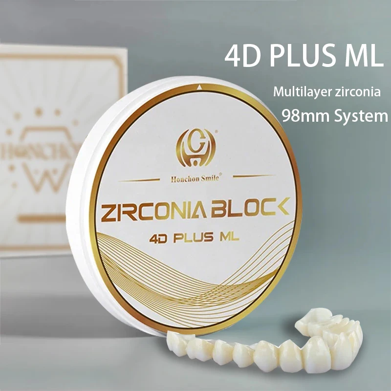 

4D Plus Multilayer Zirconia Block, Honchon Smile Manufacturers 1200 Mpa for Dental Lab CAD CAM STML, Dental Zircone Material