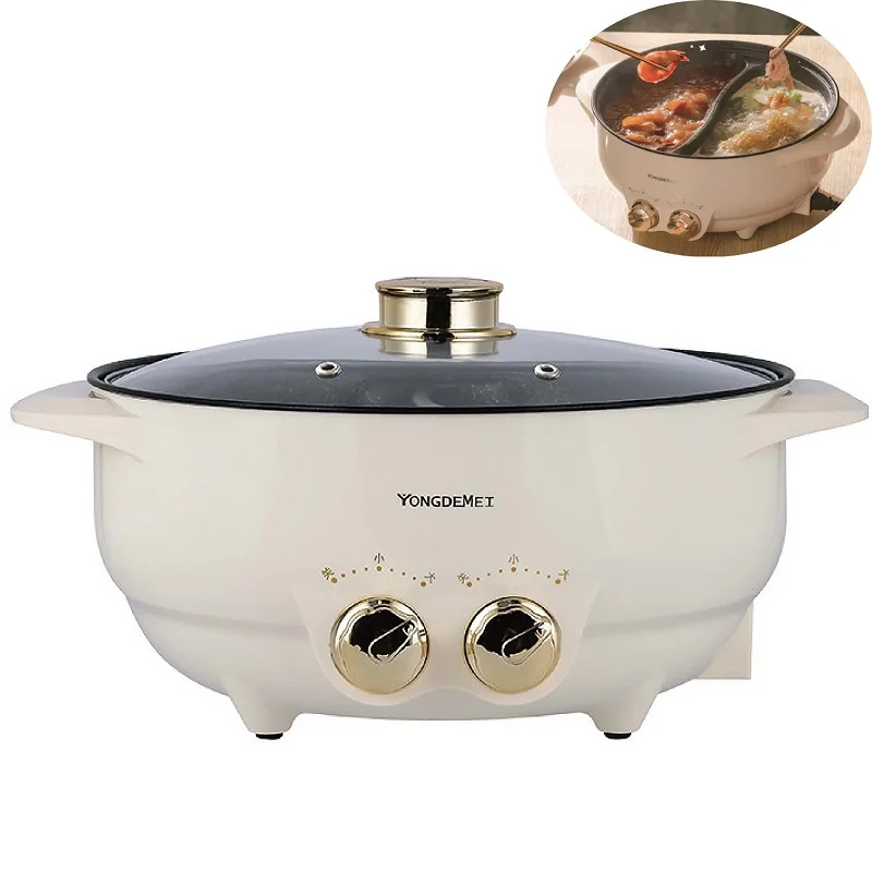 2000W Large Capacity Electric Hot Pot Mandarin Duck Pot Multifunction Electric Cook Pot Home Non Stick Electricity Saute Pot 6L