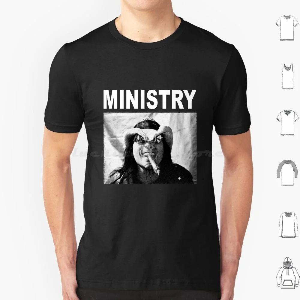 Ministry Band ( On Black ) T Shirt Cotton Men Women DIY Print Al Jourgensen Ministry Ministry Band Industrial Industrial Metal