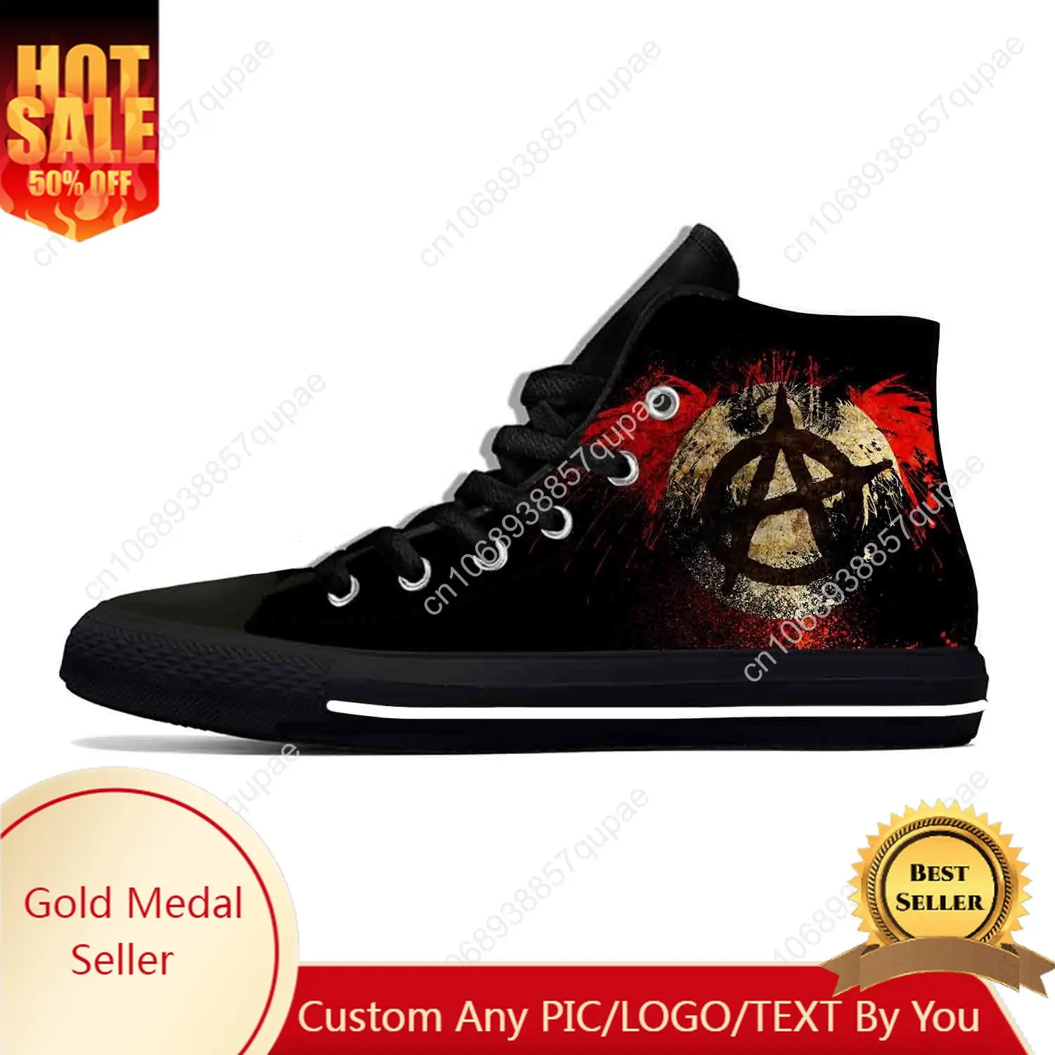 

Anarchy Anarchist Symbol Fashion Funny Popular Casual Cloth Shoes High Top Lightweight Breathable 3D Print Men Women Sneakers