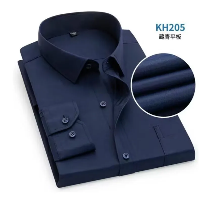 7 Pure Color Office Formal Business Social Work Classic Shirt Longsleeve Shirt for Men Casual Men\'s White Dress Shirt Black 5618