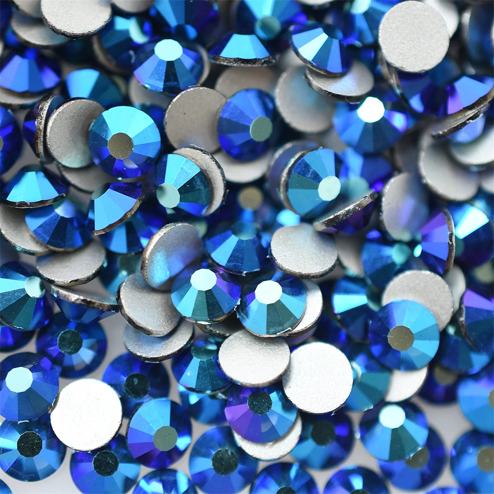 Montana Blue Zircon 1440PCS SS16 SS20 Glass FlatBack Rhinestones Nail Art Decorations Glitter Diamond Part DIY Supplies Crystal