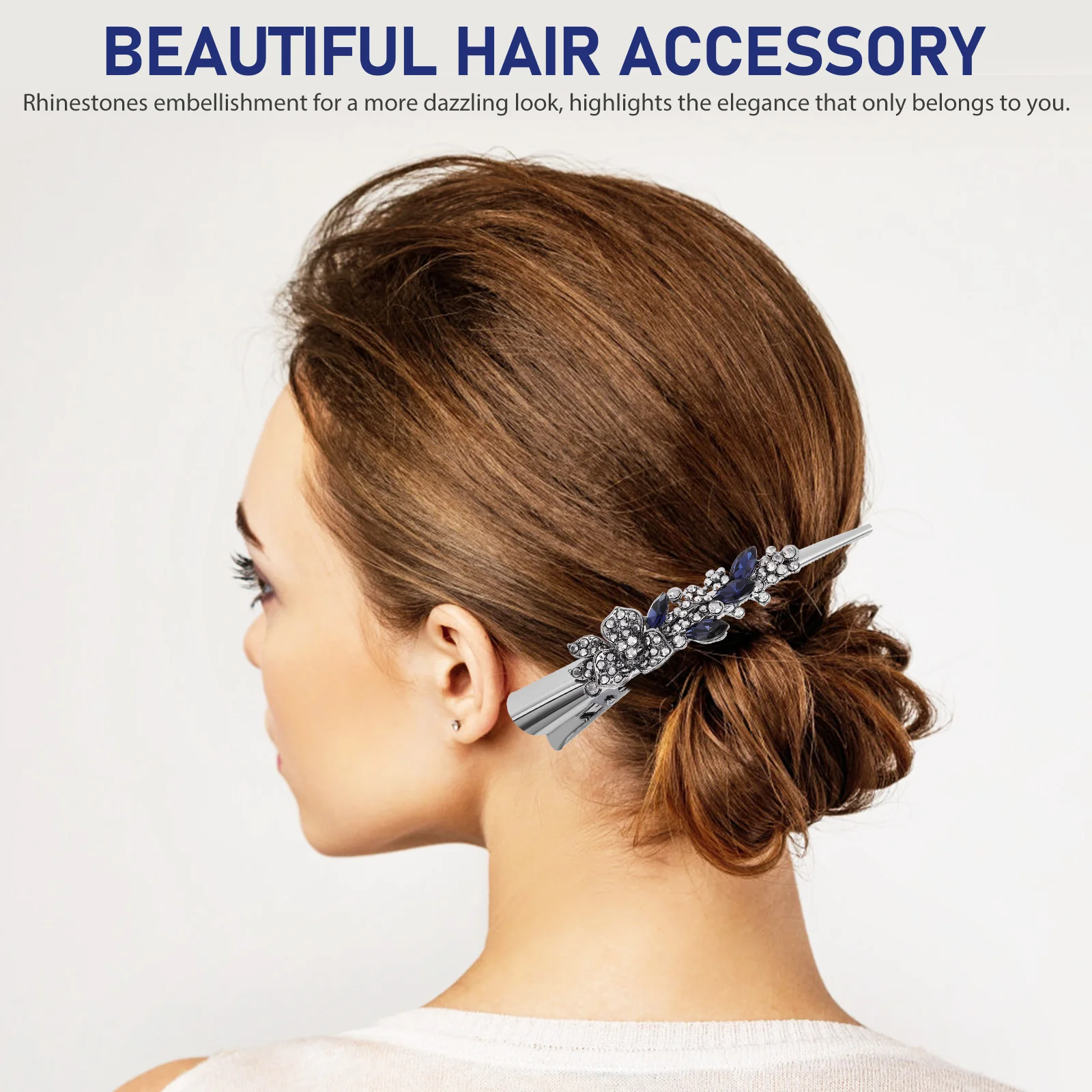 

Vintage Flower Hair Clips Rhinestone Decorative Barrettes Large Duck Bill Hairpins for Women Styling Accessories Metal