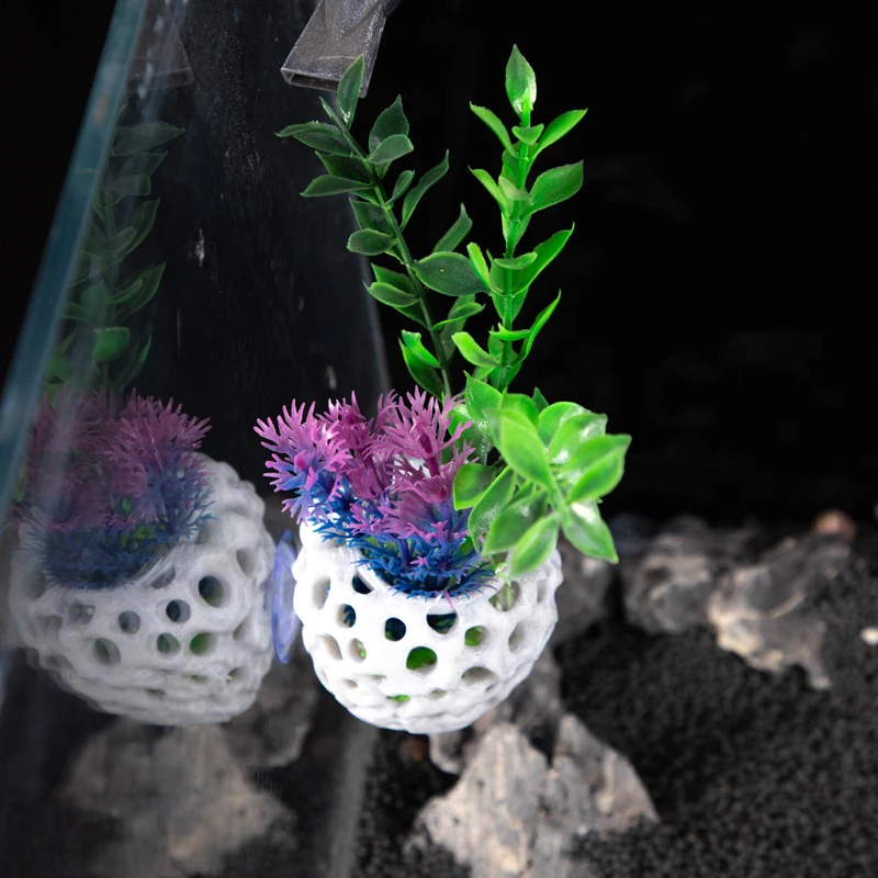 

Aquarium Hideout Cave for Betta Fish and Shrimp 3D Print Decor with Secure Suction Cup Modular Shelter for Freshwater Tank