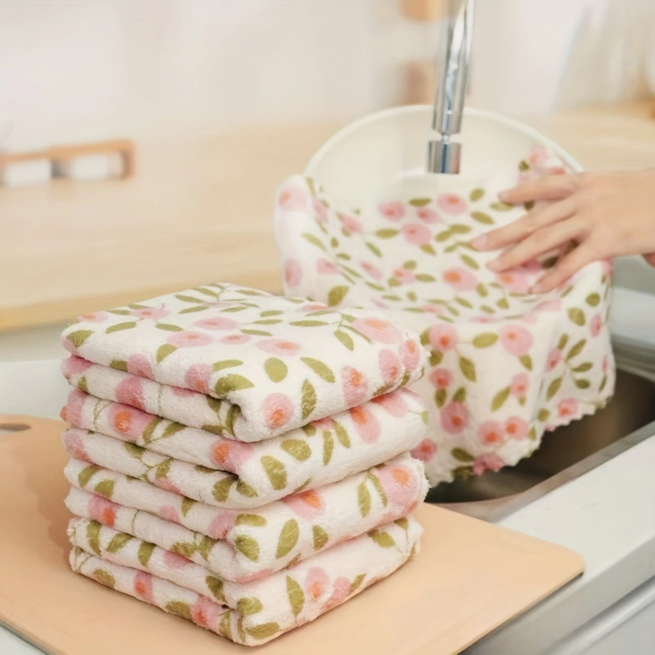 10pcs Coral Fleece Cleaning Towels, Super Absorbent Quick-Drying Soft Cloths, Multi-Purpose Reusable Wipes for Kitchen