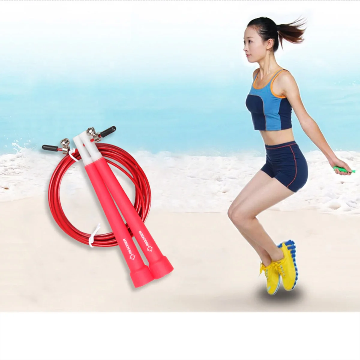 Springseil für Männer, Frauen und Kinder, 3m Schlankheits-Springseil, Fitness-Trainingsseil mit Stahldraht und Kugellager, Verstellbar – Detail 4