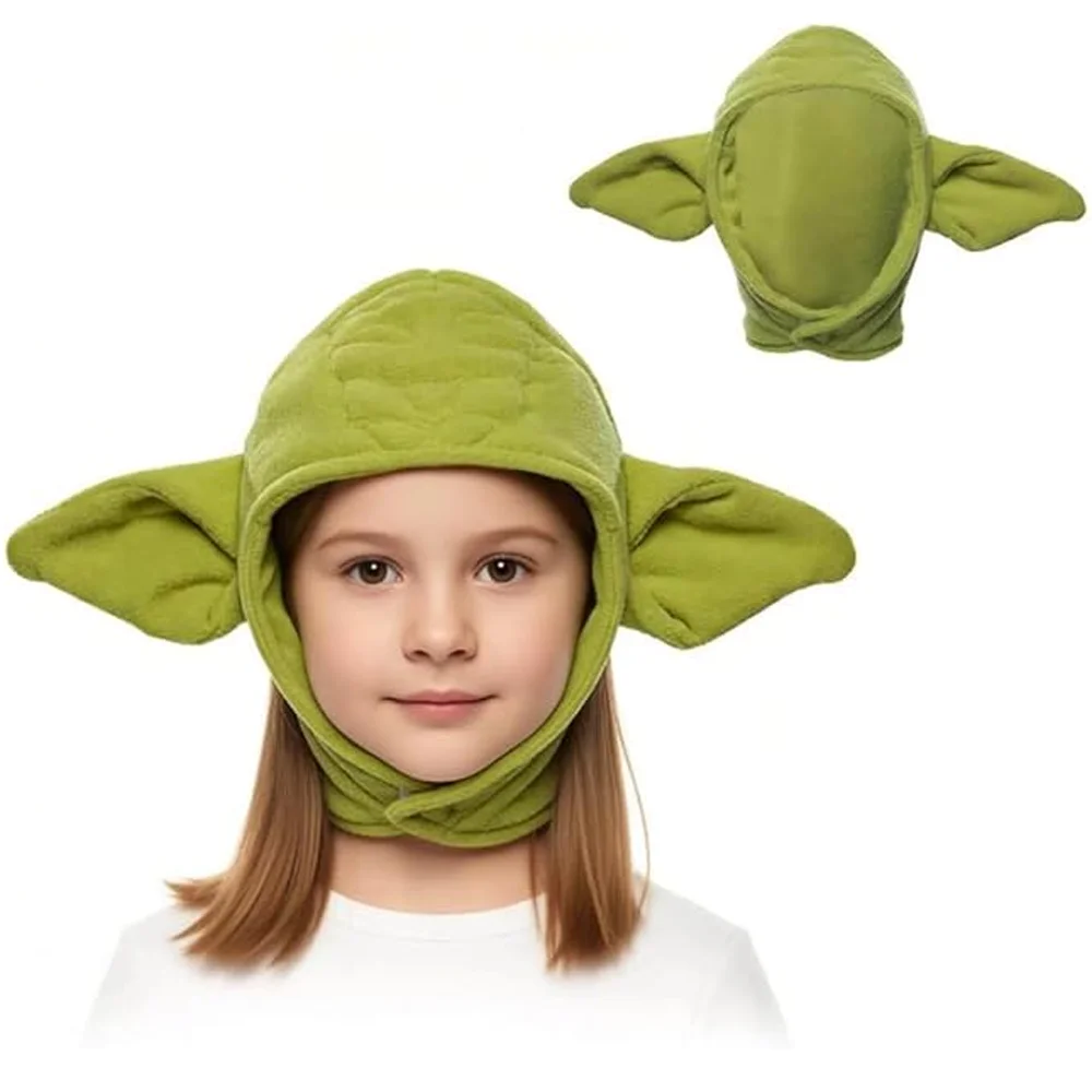 Yoda Baby Adult Grogu Hat with Ears Green Plush Hat Animal Headband Cute Hats Cosplay Accessories Halloween Carnival Disguise