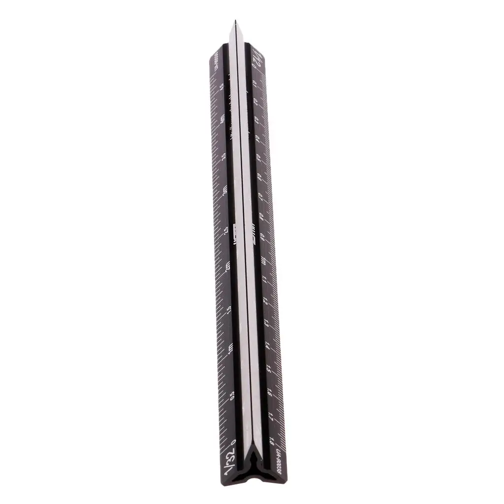 Miniatures Model Triangular Scale Ruler Black Metal Measuring Tool for Architects and Students in Sizes 1 12 to 1 72