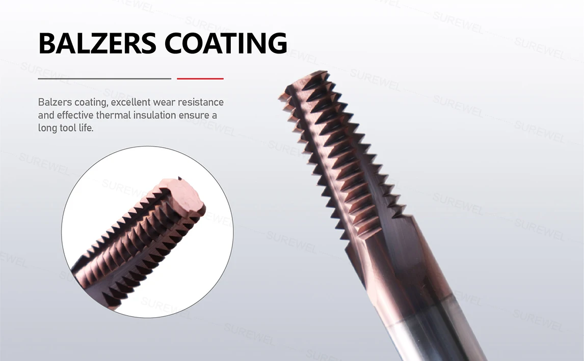 SUREWEL CNC-Maschine Vollhartmetall-amerikanisches Rohr Vollgewindefräser NPT NPTF 1/16 1/8 1/4 3/8 1/2 3/4 1'' 2'' Mühlenfräser – Detail 5