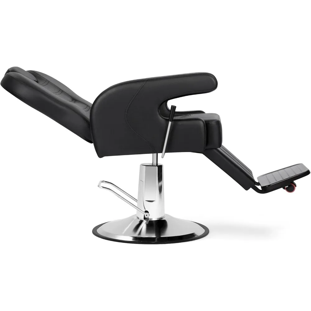 Silla de barbero de alta resistencia con bomba hidráulica, respaldo reclinable ajustable, diseño ergonómico