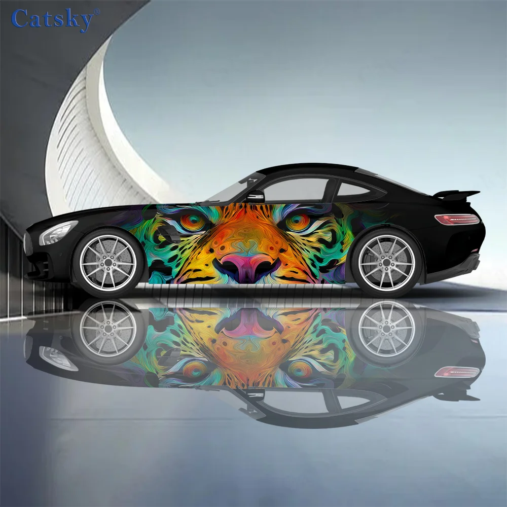 

Colorful Lion Eyes Pattern Car Vinyl Wraps Decal Self-adhesive PVC Sticker Suitable for Trucks SUV Decoration Auto Accessories
