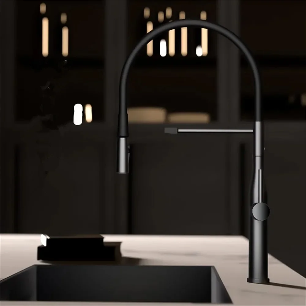 Brushed Gold Pull Out Kitchen Faucet Gray Pull Out Sink Faucet Tap 360 degree rotation torneira cozinha mixer taps Kitchen Tap