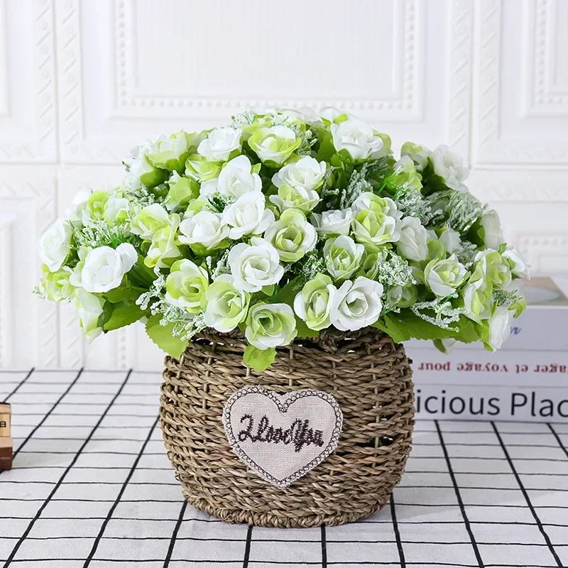Künstliche Rosen strauß Haupt dekoration gefälschte Pflanze kleine Rose Kamelie Hochzeits dekoration künstliche Blume Wand zubehör