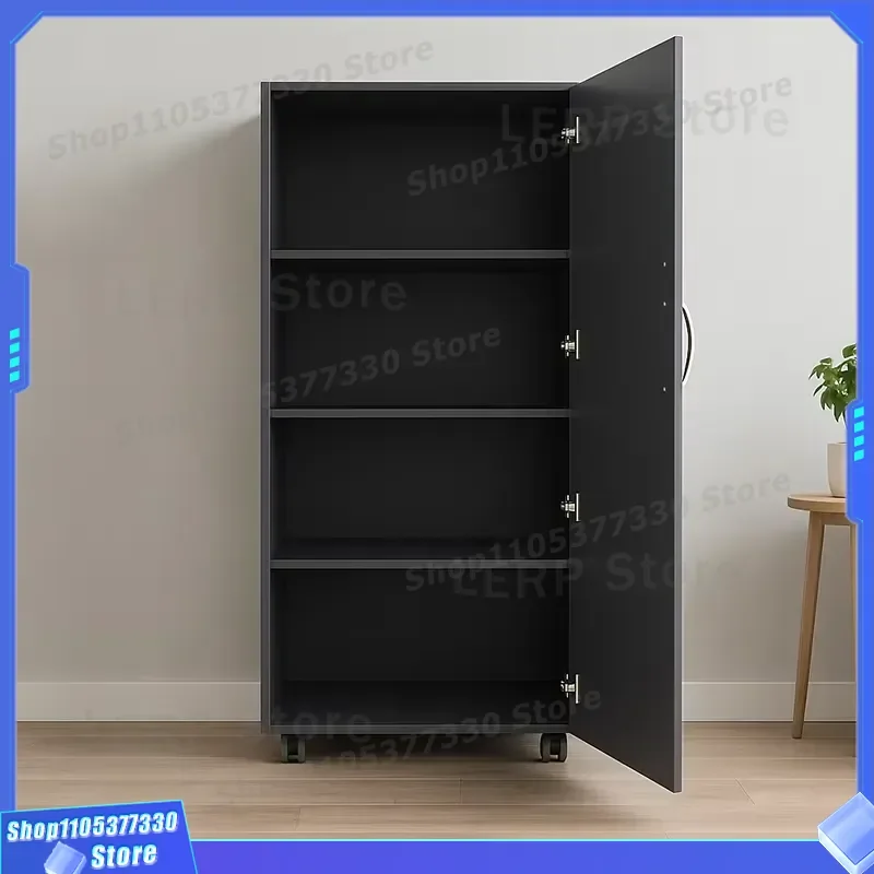 Large Black Stainless Steel Vertical Kitchen Pantry Cupboard Independent Food Storage Locker For Household Organization