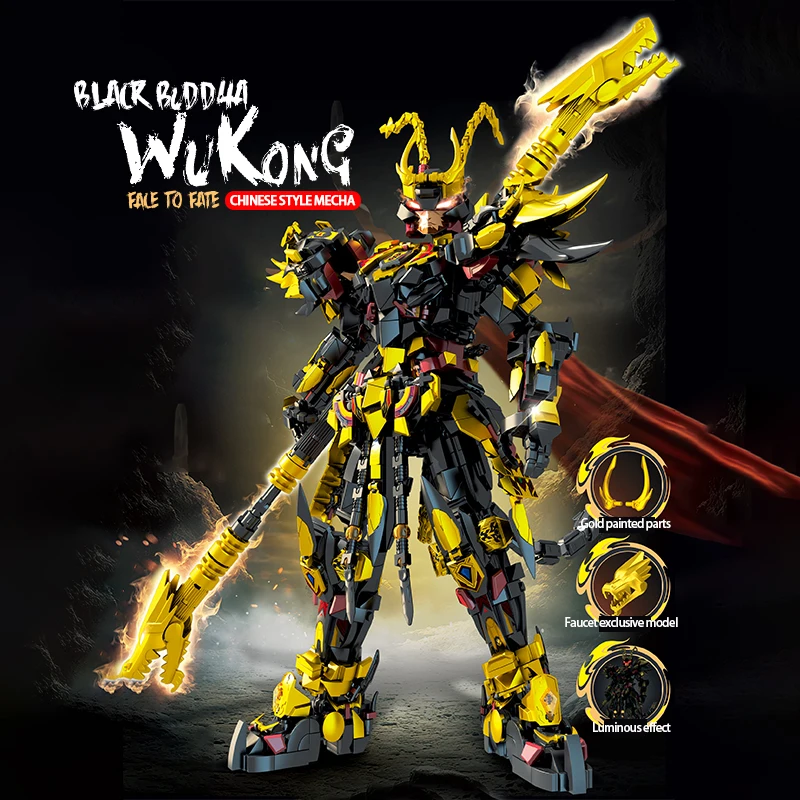 SunWuKong Warrior Mech Robot Building Blocks Set Adults Chinoiserie Action Figure Brick Children City Construction Display Toys