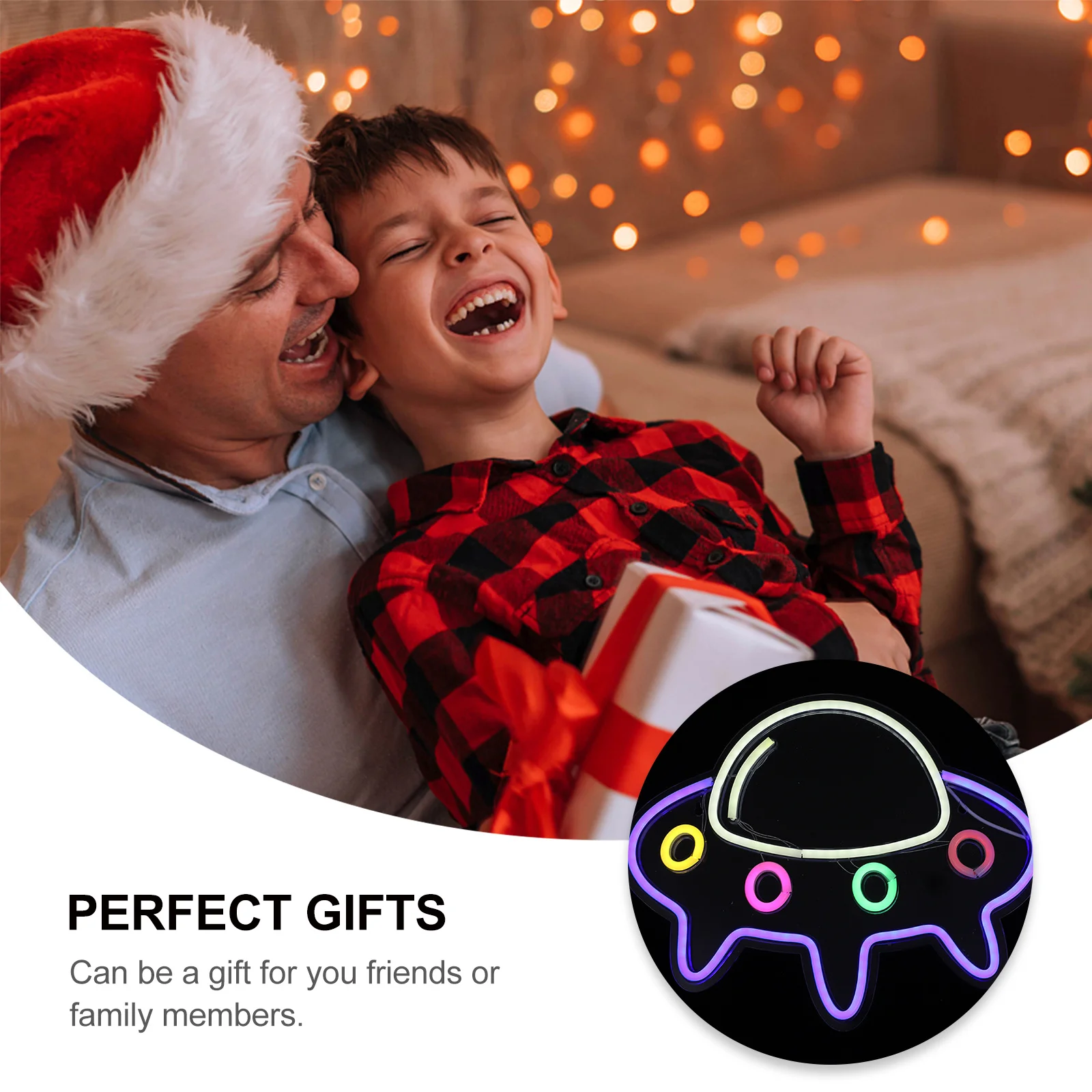 شكل سفينة الفضاء الإبداعية LED النيون تسجيل USB بالطاقة ليلة مصباح الزخرفية ضوء النيون داخلي LED ضوء المصباح حلية #2