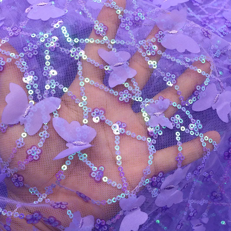 

Butterfly Embroidery Mesh Fabric for DIY Sewing Background Decoration Stage Costume Clothing Fashion Material Cloth