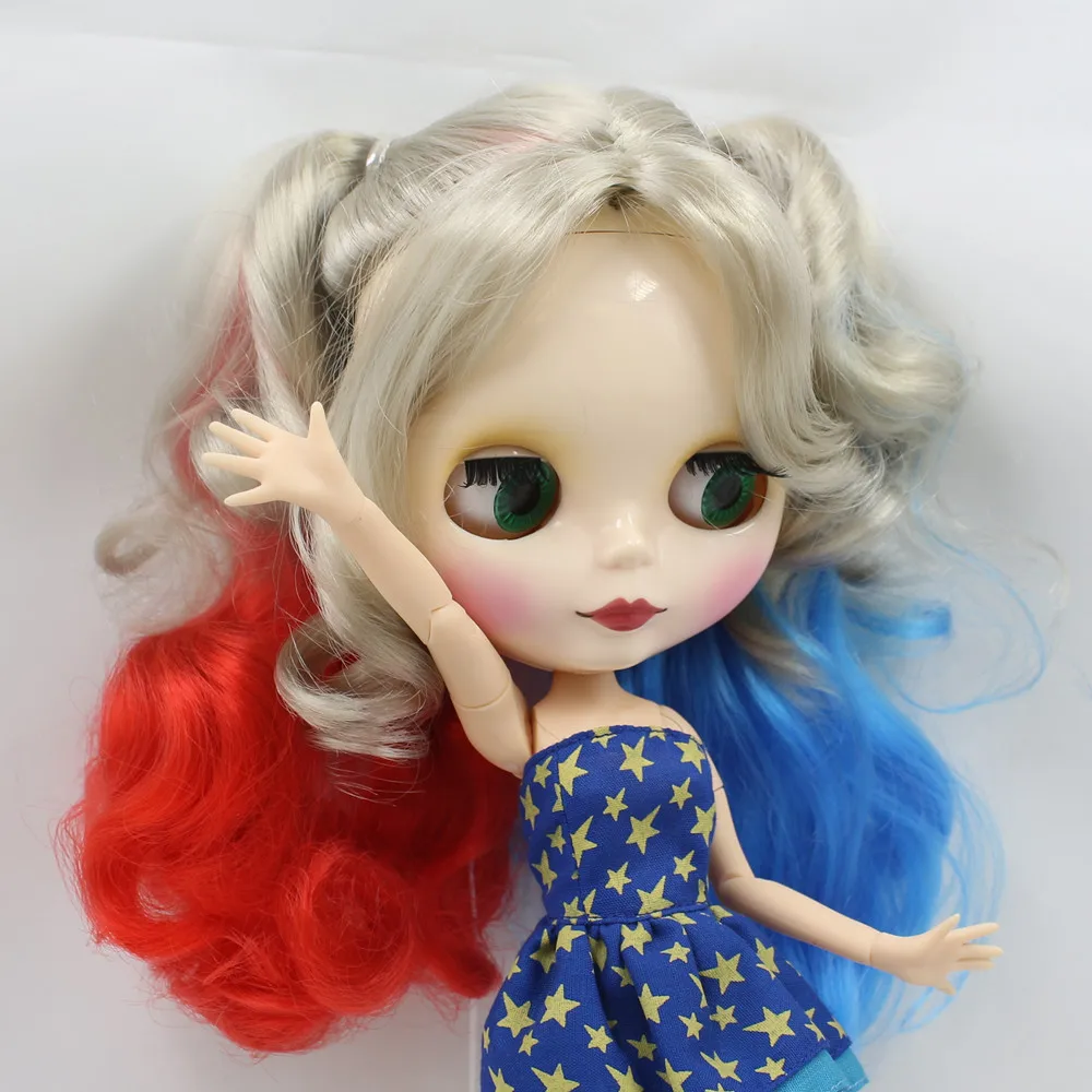 ICY DBS Blyth doll bjd neo Red and Blue mix grey hair Joint body 1/6 30cm cool doll