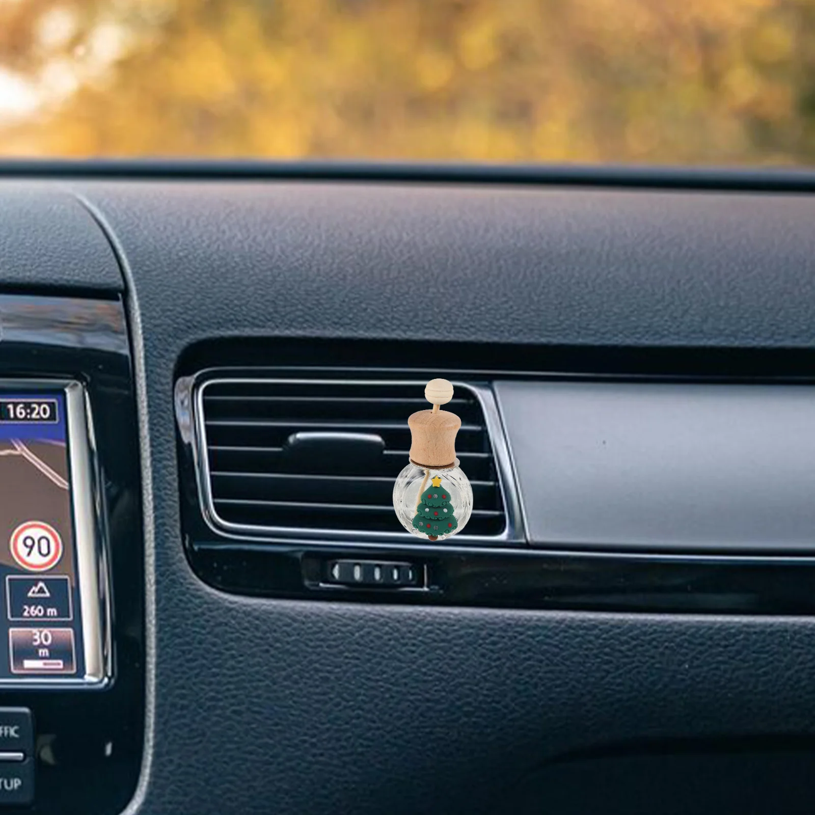

3pcs Christmas Car Vent Clips Fragrance Bottle Aromatherapy Ornament Holiday Air Freshener Glass Perfume Wooden Diffuser For