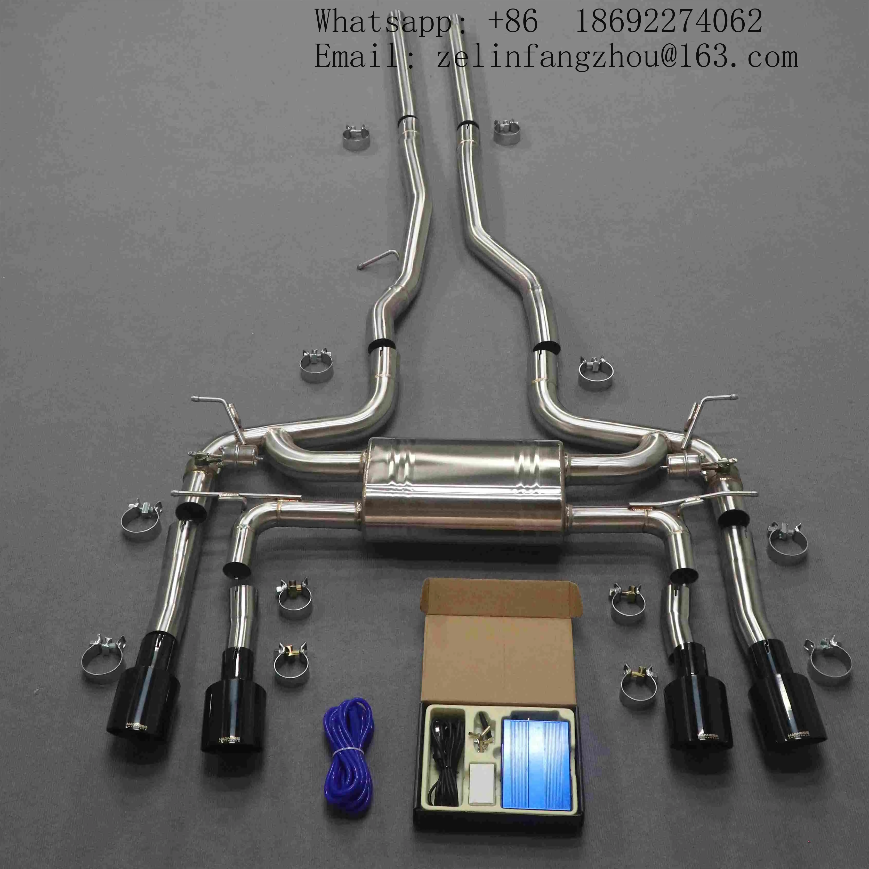 Valved Catback Exhaust SS304 Stainless Steel for Jaguar F-TYPE X152 3.0T 2014-2023 Mid Rear Quad Tips Muffler Upgrade