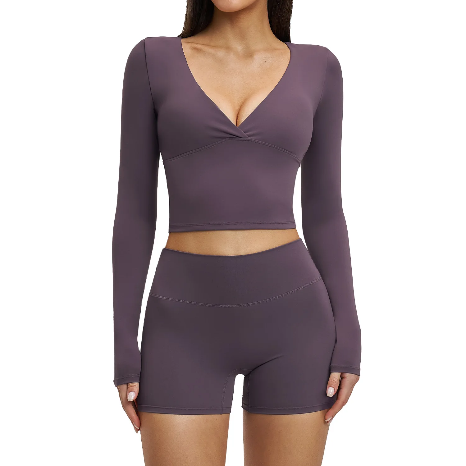 

Maxdutti Long Sleeved Suit, Sports Running, Neck Hanging Fitness Suit, Brushed Back Yoga Suit New Two Piece Set Women's Suit