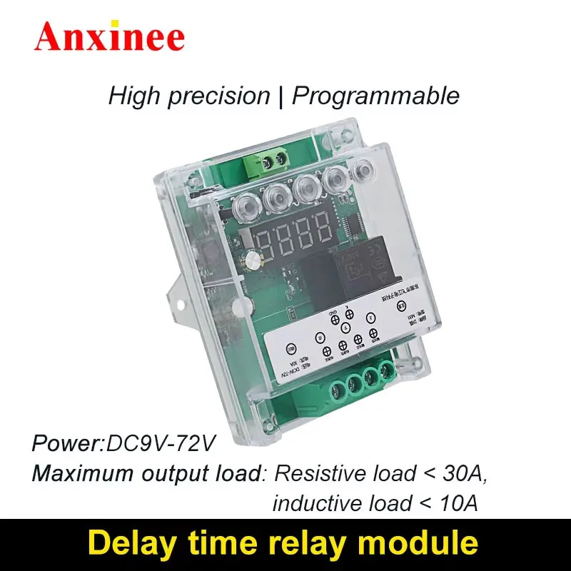 DC 9V-72V 30A Trigger Switch Timer Control Switch Relay Timer Delay LED Digital Timming Adjustable Time Delay Relay Module