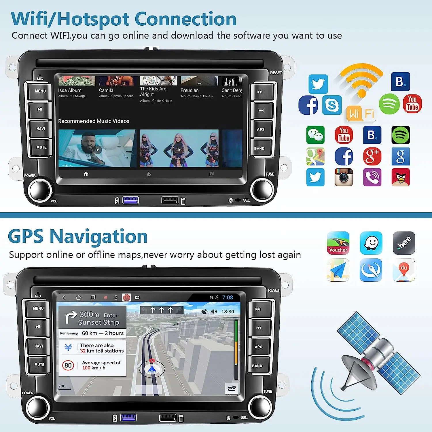 Android Car Radio Carplay for VW Volkswagen Jetta Passat Golf Polo 7\