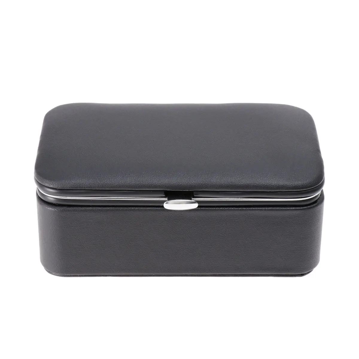 

Portable Jewelry Storage Box Black PU Compact Multi-Compartment Organizer for Rings Earrings Necklaces Travel