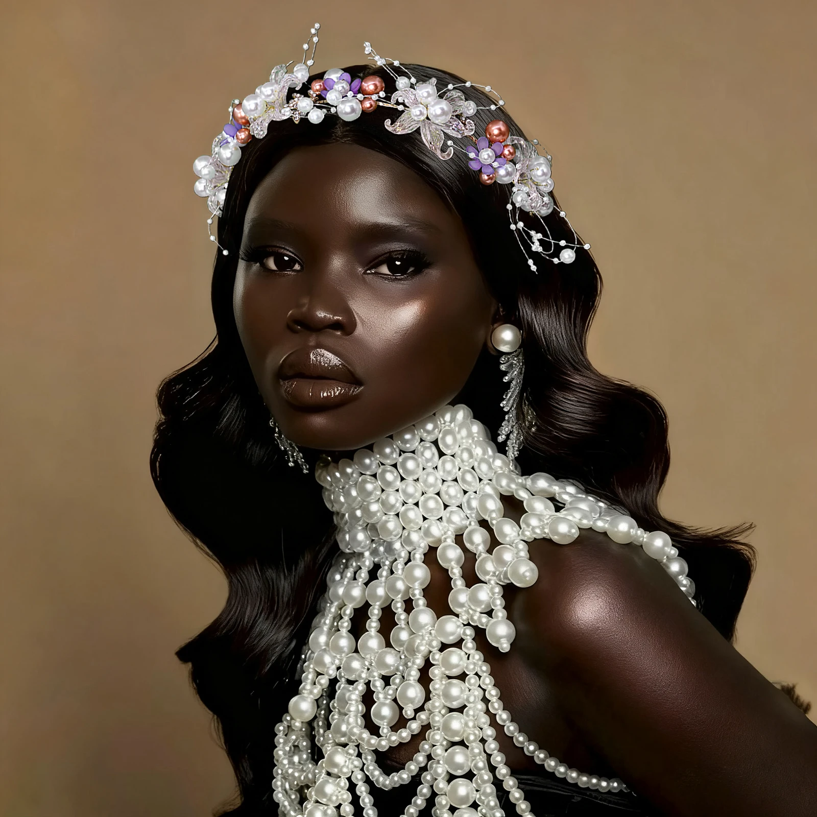 

HNNNS New Popular Pearl Hairband Handmade Headbands for Women Girls Wedding Hair Accessories Resin Flowers Tiaras Crowns A392