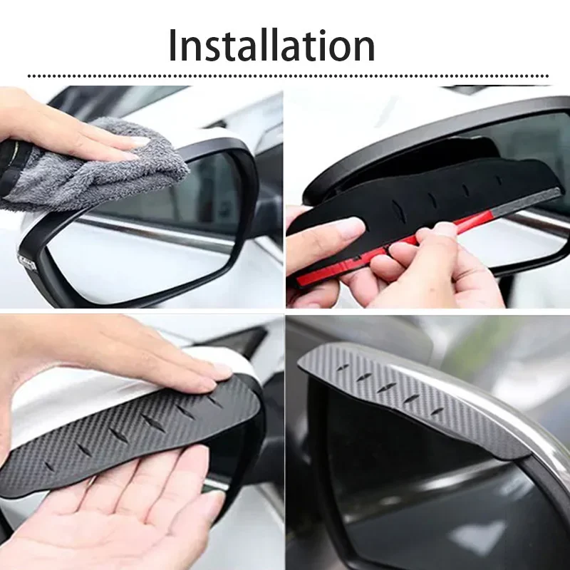 2pcs Car Rearview Mirror Rain Eyebrow Visor Spoiler Carbon Fiber Car Rearview Side Snow Sun Visor Rain Cover Car Mirror Accessor