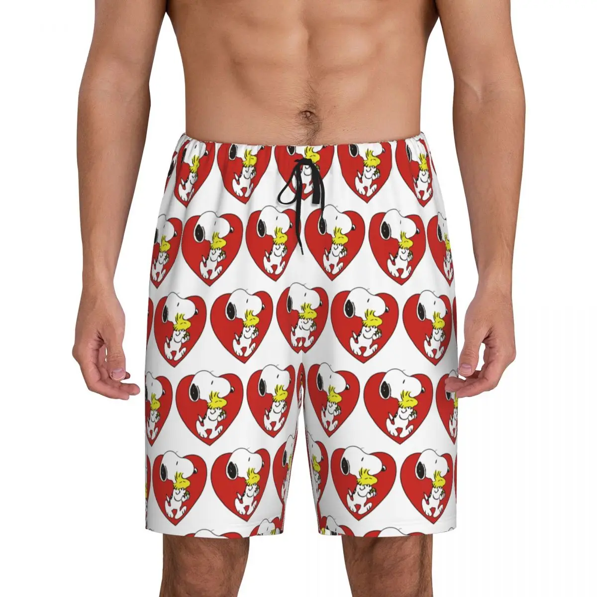 

Custom Print Men's Cartoon Snoopy Woodstock Animation Pajama Bottoms Sleepwear Pjs Sleep Shorts with Pockets