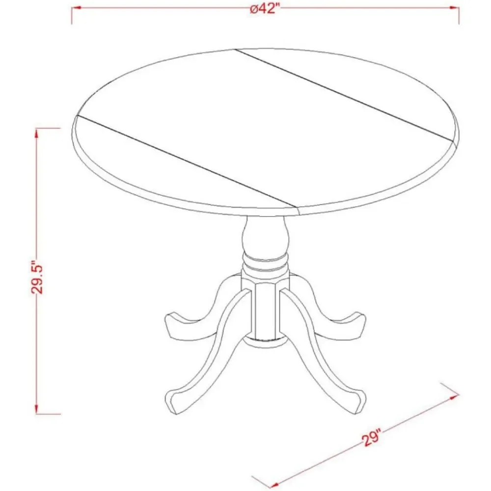 DLT-ABK-TP Dublin Dining Table - a Round Wooden Table Top with Dropleaf & Pedestal Base, 42x42 Inch, Wirebru