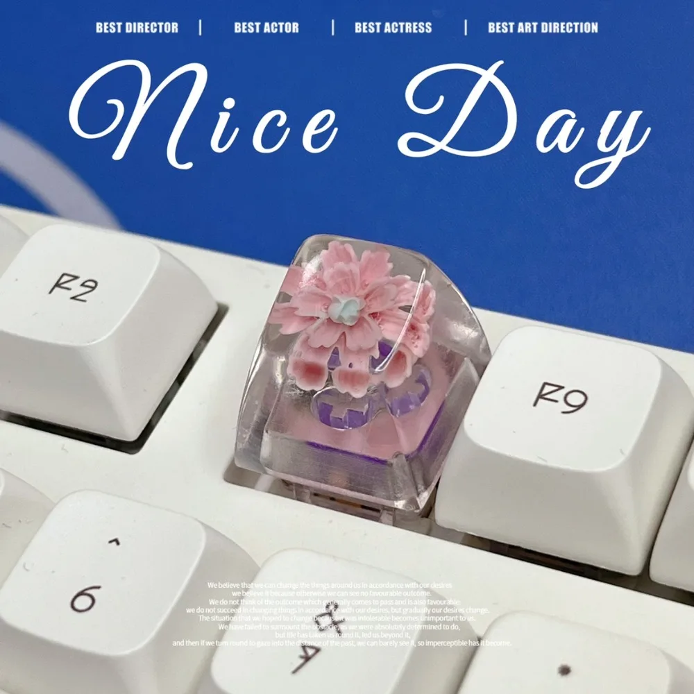 

Цветочные колпачки для клавиш из смолы, светопропускающие ESC SA, механические колпачки для клавиш, игровые аксессуары, эргономичный изогнутый аксессуар для транспорта