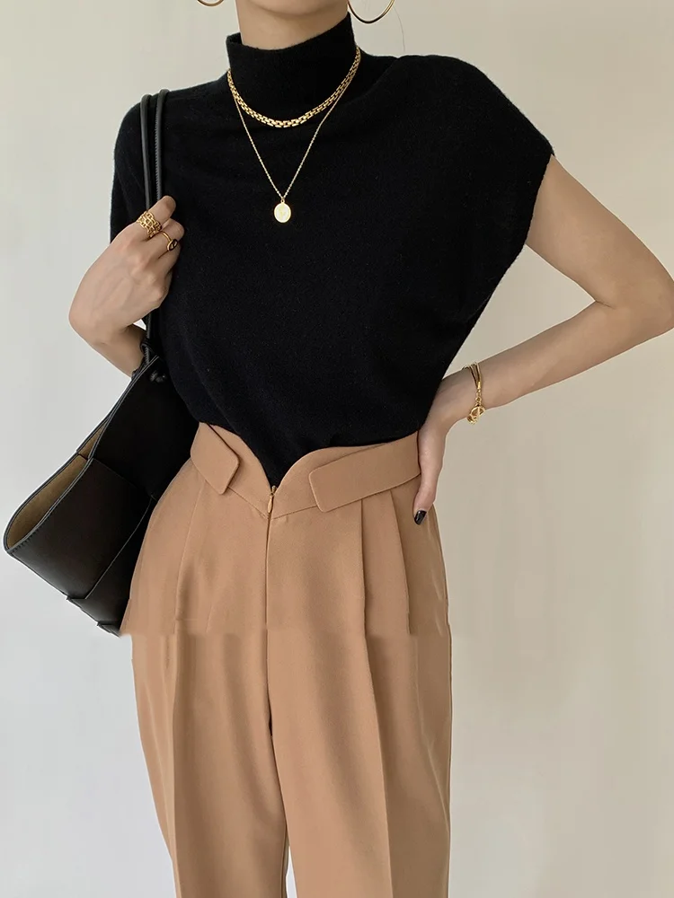 Summer Sexy Women Sweaters Fashion Short Sleeve  Round Neck Solid Color Elegant Jumpers Casual Office Lady Holiday Pullovers Top