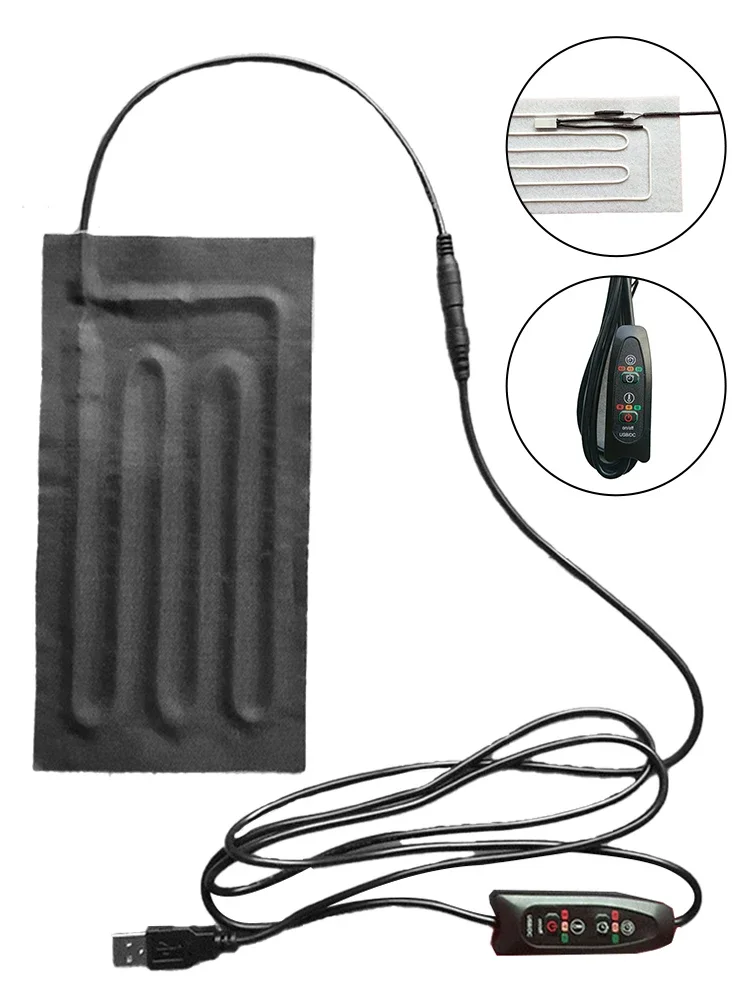 

5V USB Waterproof Cloth Heating Sheet Adjustable Composite Fiber Pad HeatingSheet For Hand Warmers, Pillows, Heating Knee Pads