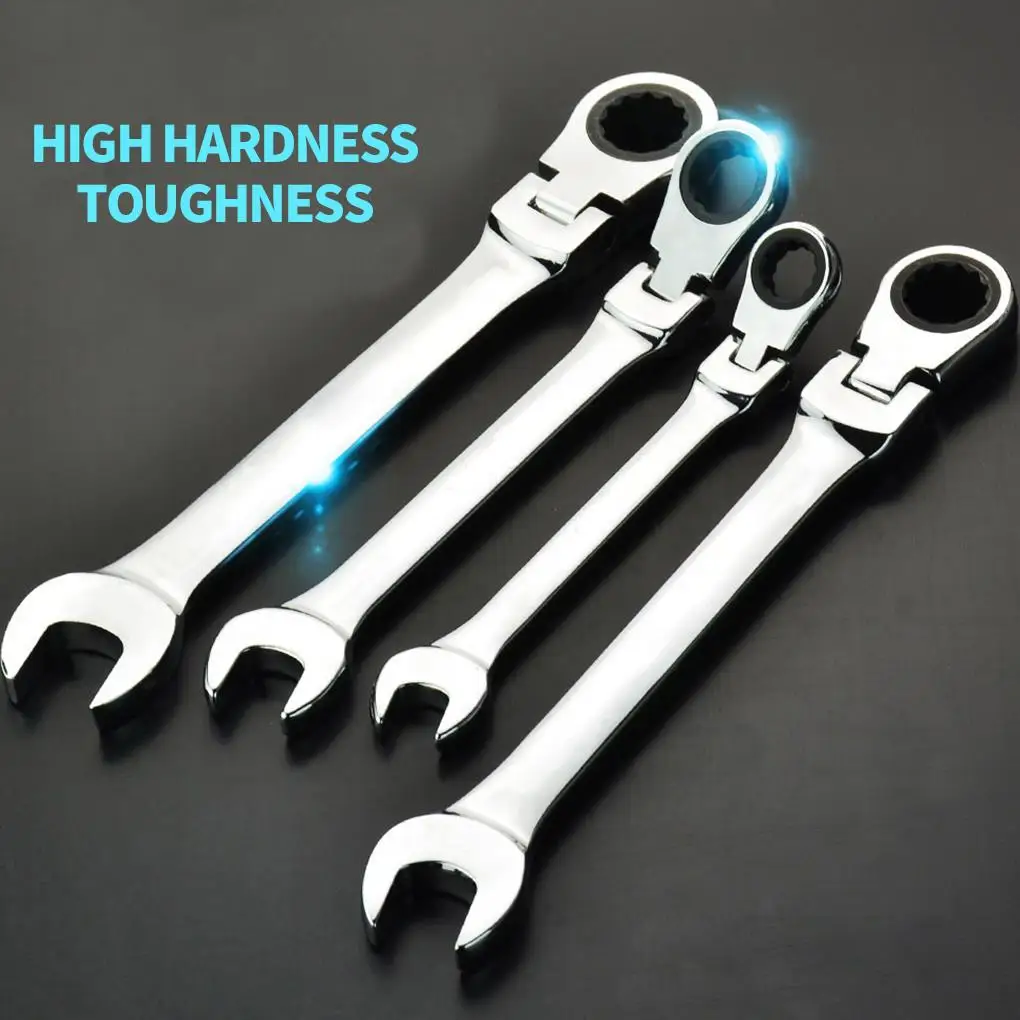 

72-tooth Ratchet Wrench Pivoting Head Rust-resistant Steel 180 Degrees Rotating Spanner with Dual Heads