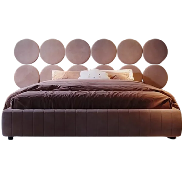 

Fabric Luxury Double Bed Simple Nordic Minimalist Master Double Bed Italian Tatami Cama Moderrnas Inteligentes Bedroom Furniture